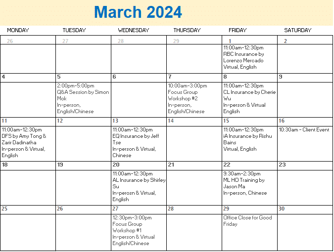 A calendar with a number of days and dates

Description automatically generated