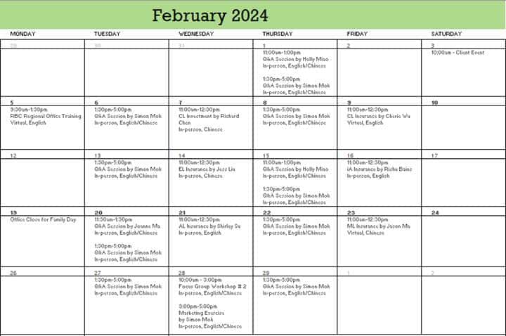 A calendar with writing on it

Description automatically generated